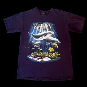 Vintage Mirage Las Vegas Shirt Men's Size M Dolphins Tropical Fish Graphic Print